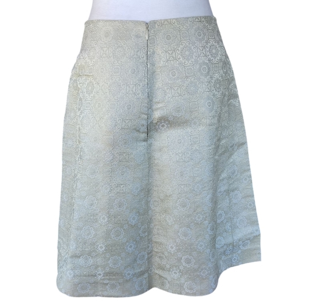 Chloe Gold Brocade High Waisted A-line Skirt Silk Blend Silver Gold Size 40 8 - Picture 5 of 9